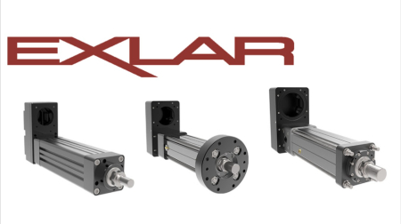 Exlar logo and a few product photos